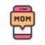 mother, mom, happy, love, phone, device 