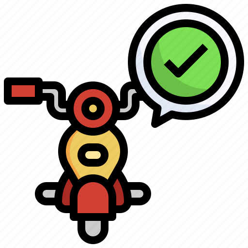 Verification, transportation, motorcycle, check, motorbike icon - Download on Iconfinder