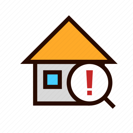 Exclamation, home, house, search, warning icon - Download on Iconfinder