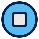 multimedia, stop, ui, music, player, video, square, button