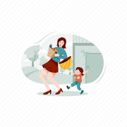Mom, lady, cleaning, house, kid, female, mother icon - Download on Iconfinder
