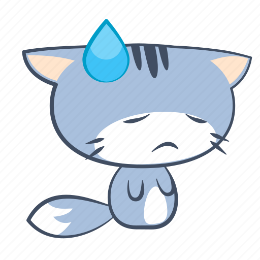 Cat, emoji, sad, sorrow, sticker, sweat, unhappy icon - Download on Iconfinder