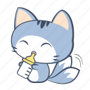 cat, drink, eat, emoji, happy, milk, sticker 