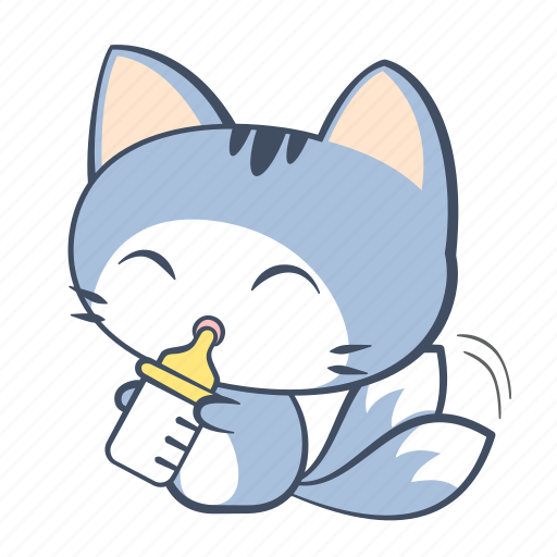 Cat, drink, eat, emoji, happy, milk, sticker icon - Download on Iconfinder