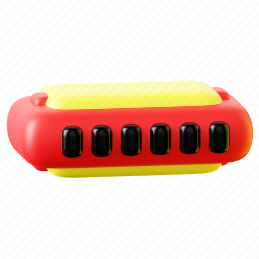 Harmonica, jazz, song, multimedia, tambourine, equipment, play 3D illustration - Download on Iconfinder