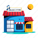 music shop, music store, instrument shop, instrument store, shop building
