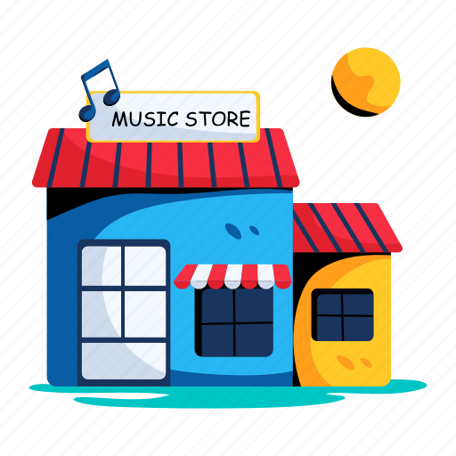 Music shop, music store, instrument shop, instrument store, shop building icon - Download on Iconfinder