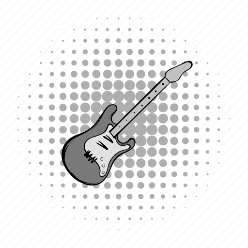 Comics, electric, grey, guitar, music, sound, string icon - Download on Iconfinder