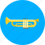 trumpet, equipment, instrument, music, musical, sound, tool 