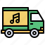 truck, delivery, music, note, transportation, store 