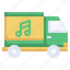 truck, delivery, music, note, transportation, store 