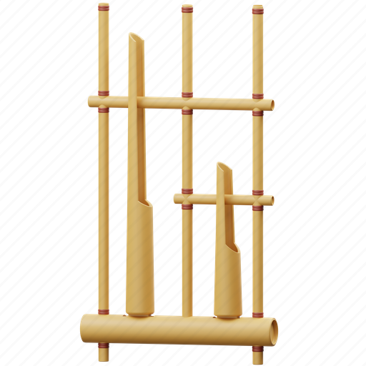 Angklung, musical instrument, equipment, ornament, music, element, musical 3D illustration - Download on Iconfinder