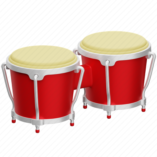 Bongo, drum, musical instrument, equipment, ornament, music, element 3D illustration - Download on Iconfinder
