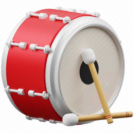 Drum, bass, musical instrument, equipment, ornament, music, element 3D illustration - Download on Iconfinder