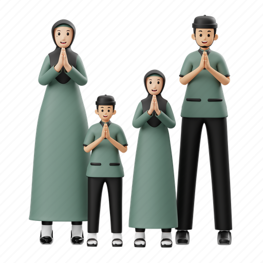 Family, greeting, ramadan, islamic, people, culture, character 3D illustration - Download on Iconfinder
