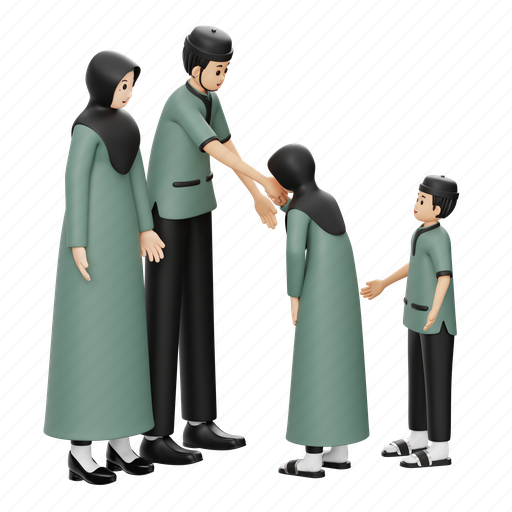 Family, ramadan, islamic, people, culture, character, eid mubarak 3D illustration - Download on Iconfinder