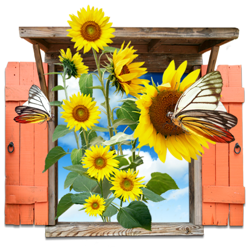 Flowers, sunflowers, window icon - Free download