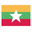 flag, myanmar, country, nation, world