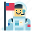 astronaut, cosmonaut, flag, space, spaceman, suit 