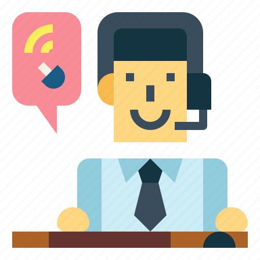 Call, center, headphone, man, operator, system icon - Download on Iconfinder