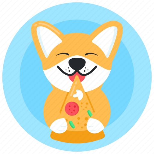 Dog eating, dog eating pizza, puppy eating pizza, dog meal, dog food icon - Download on Iconfinder