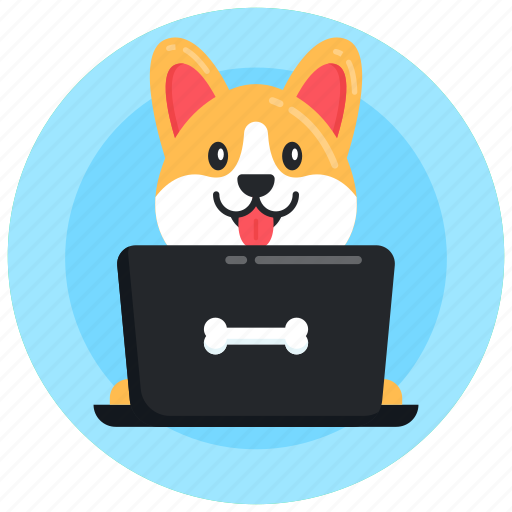 Online dog, dog laptop, pet laptop, animal laptop, puppy with laptop icon - Download on Iconfinder