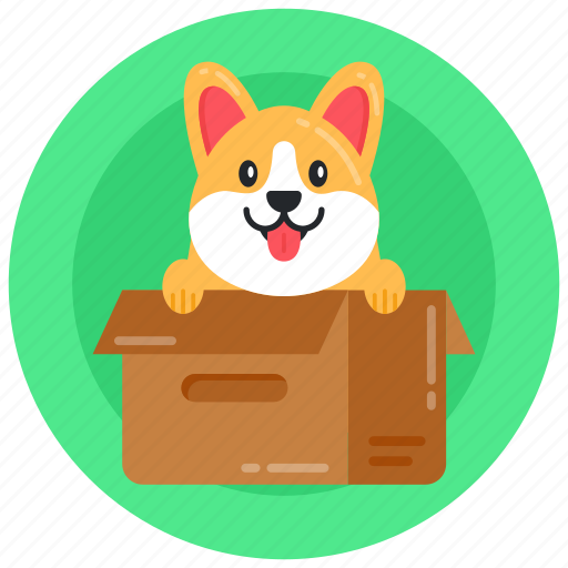 Dog delivery, puppy box, dog parcel, dog box, dog package icon - Download on Iconfinder
