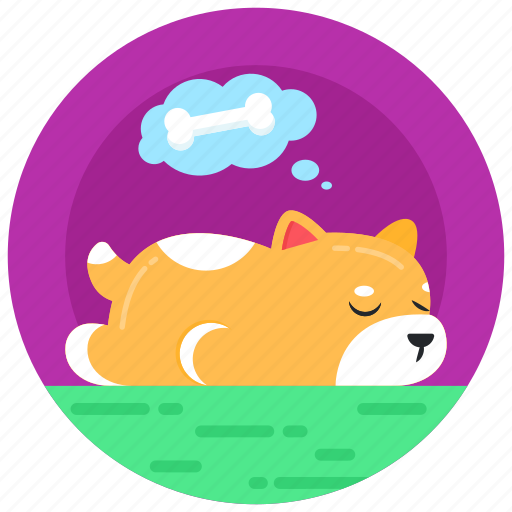 Sleepy dog, dog dreaming, dog thought, pet dreaming, puppy dreaming icon - Download on Iconfinder