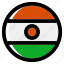 niger, flag, country, nation, national, flags, national flag, country flag, circle 