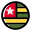 togo, flag, country, nation, national, flags, national flag, country flag, circle 