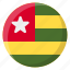 togo, flag, country, nation, national, flags, national flag, country flag, circle 