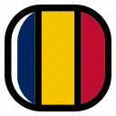 chad, national, world, flag, country, nation, square