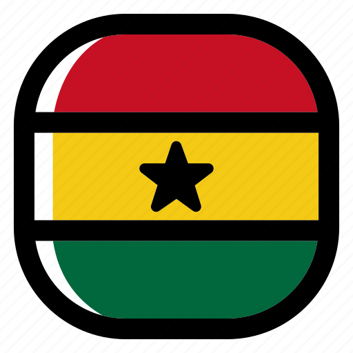 Ghana, national, world, flag, country, nation, square icon - Download on Iconfinder