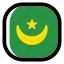 mauritania, national, world, flag, country, nation, square 