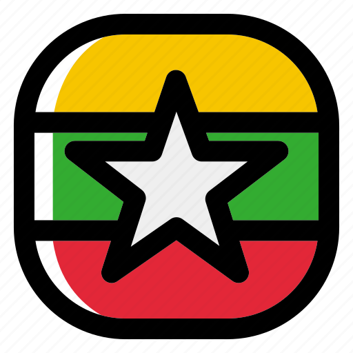 Myanmar, national, world, flag, country, nation, square icon - Download on Iconfinder