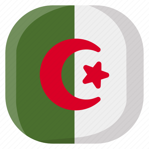 Algeria, national, world, flag, country, nation, square icon - Download on Iconfinder
