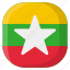myanmar, national, world, flag, country, nation, square 