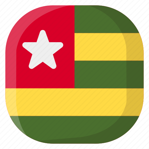 Togo, national, world, flag, country, nation, square icon - Download on Iconfinder