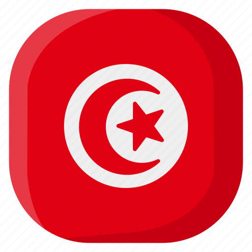 Tunisia, national, world, flag, country, nation, square icon - Download on Iconfinder