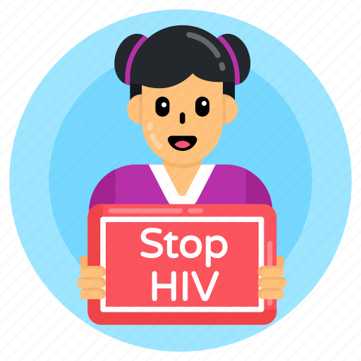 Hiv board, stop hiv, protest, placard, girl icon - Download on Iconfinder