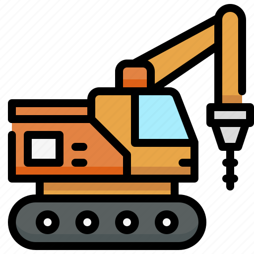 Construction, architecture, construction tools, building, hydraulic hammer, jackhammer, excavator icon - Download on Iconfinder
