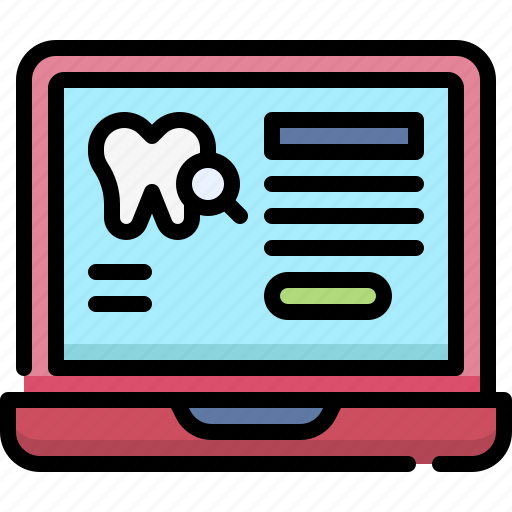 Dental care, dentistry, dentist, medical, tooth, laptop research, online icon - Download on Iconfinder