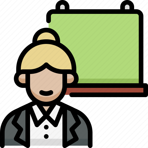 School, education, learning, study, female teacher, female, teacher icon - Download on Iconfinder