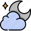 weather, forecast, climate, cloud moon, cloud, moon, star, night 