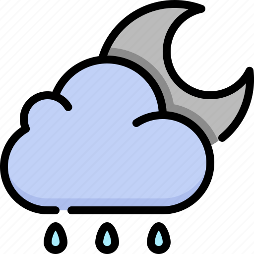 Weather, forecast, climate, cloud rain moon, cloud, rain, moon icon - Download on Iconfinder