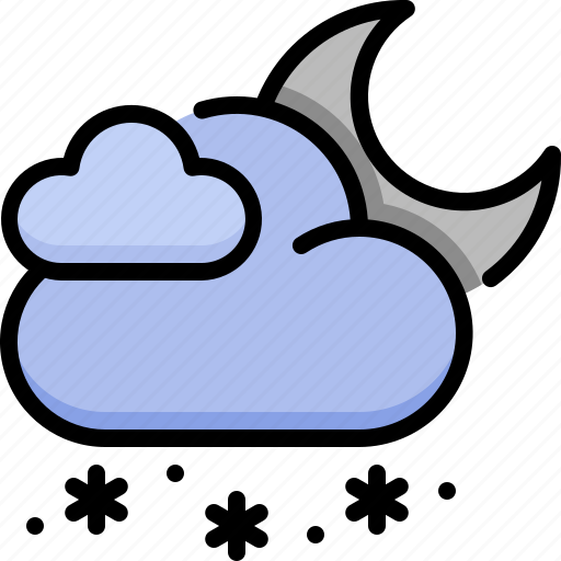 Weather, forecast, climate, cloud snow moon, cloud, snow, moon icon - Download on Iconfinder