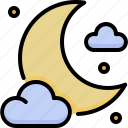weather, forecast, climate, crescent moon, cloud, night