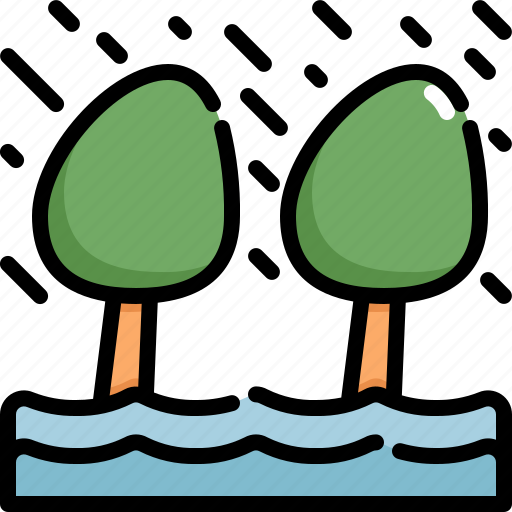 Climate change, disaster, flood, flooded, natural disaster, nature, tree icon - Download on Iconfinder