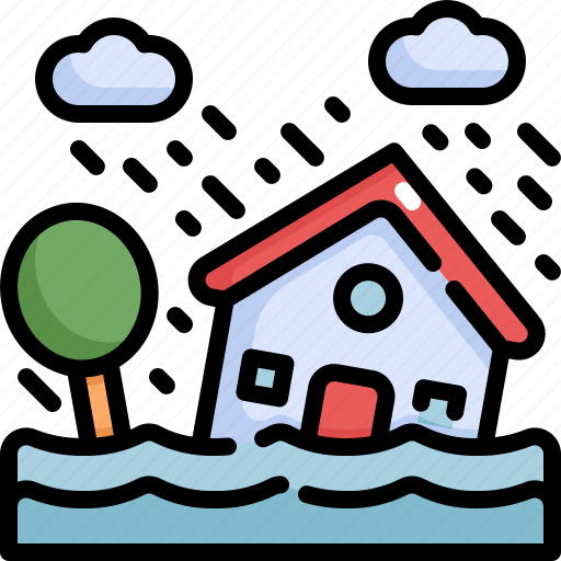 Climate change, disaster, flood, flooded, house, natural disaster, nature icon - Download on Iconfinder