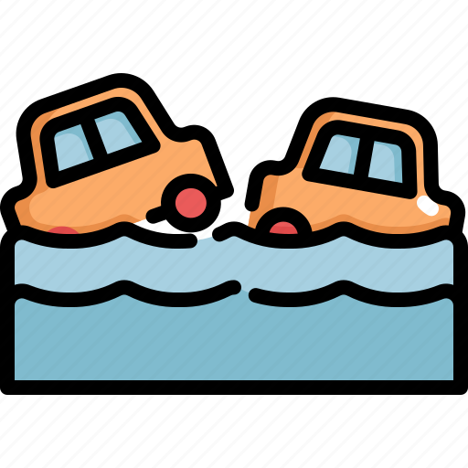 Car, climate change, disaster, flood, flooded, natural disaster, nature icon - Download on Iconfinder